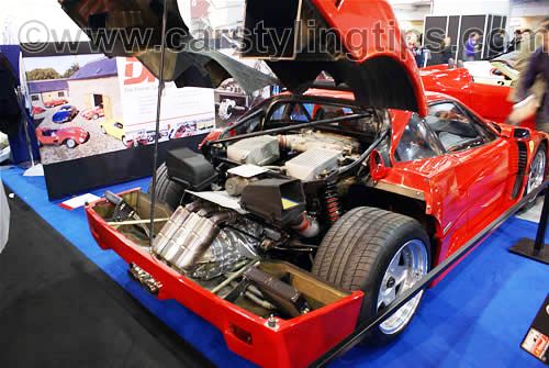 Ferrari F40 hinged rear body over the engine bay