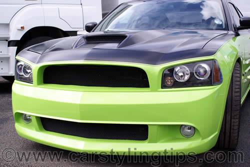 American muscle car with Green
