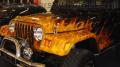 Flames on a Jeep.
